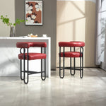 ZUN House Hold Bar Set of 2, Modern Bar Stool with Back, Black Metal Frames, Upholstered Bar W1588P194938