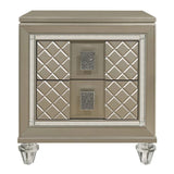 Glamorous Champagne Finish 1pc Nightstand of 2 Drawers Acrylic Feet Bedside Table Luxury Bedroom B011P172671