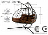 Double Hanging Egg Chair wth Stand, Patio Hammock Swing Chair with Cushion Loveseat for Bedroom, W2500P320405