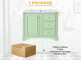 30-Inch bathroom vanity cabinet with ceramic basin, 3 drawers and adjustable shelves N729P176237L