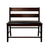 Transitional Style Cherry Finish Wooden Counter Height Bench with Backrest Faux leather Upholstered B011P217893