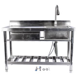 Stainless Steel Kitchen Sink Commercial Freestanding Utility Sink with Drawer and Pull-Out Faucet 47271266