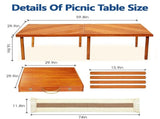60" x 30" Foldable Boho Low Picnic Table, Solid Wood Beach Table with Adjustable Legs, Portable 63485487
