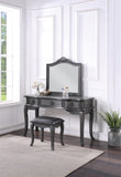 ZUN Contemporary Grey Finish Vanity Set w Stool Retro Style Drawers cabriole-tapered legs Mirror w B011113310