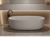 47'' Freestanding Bathtub Resin Stone Soaking Bathtub Solid Surface Modern Tubs with Overflow and 56045848
