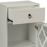White Side Table with Drawer and Door B062P181405