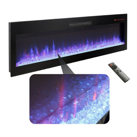 60 Inch Electric Fireplace, Recessed and Wall Mounted Fireplace W1769139419