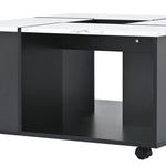 ZUN Modern 2-layer Coffee Table with Casters, Square Cocktail Table with Removable Tray, UV High-gloss 25921441