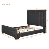 ZUN Queen Size Upholstered Bed ,Modern Upholstered Bed with Wooden Slats Support, No Box Spring Needed, WF321752AAB