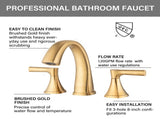 Widespread Bathroom Sink Faucets Two Handle 3 Hole Vanity Bath Faucet with Drain Assembly W122471403