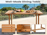 5-Piece Acacia Wood Patio Dining Set, 4-Person Outdoor Square Table & Armchair Set with Umbrella 49434874