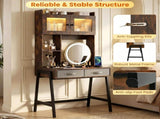 Vanity Desk with 360&deg Lighted Mirror & Charging Station, 3 Color Lights Dimmable, Illuminated 44669892