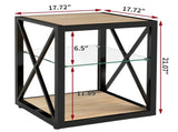 1 piece Modern End Table Nightstand for Bedroom & Living Room, Tempered Glass&Natural Wood MDF Top , W241P246914