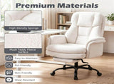 5-Level Flip-Up Armrest Ergonomic Office Chair with Retractable Footrest, Teddy Fleece Reclining 50465203