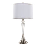 Ashland 28" Contemporary Crystal Table Lamp in Clear Crystal, Brushed Nickel and White Linen Shade B202P224011