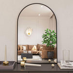 ZUN Black 20x30 INCH Metal Arch Barhroom mirror 05906160