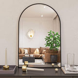 ZUN Black 20x30 INCH Metal Arch Barhroom mirror 05906160