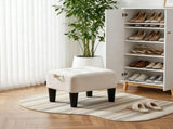 Small Ottoman Foot Stool with Thick Cushion & Sturdy Angled Legs, Cream White 40784668