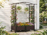5 FT Self-Watering Vertical Raised Garden Bed with Trellis & Lockable Wheels, 2 Configurations 96779030
