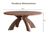 Round Coffee Table, 31.5 Inch Walnut Finish MDF Coffee Table with Curved Cross Legs, Modern 83950008