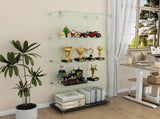 4-Tier Glass Display Cabinet with 5 Dynamic LED Modes, Double Doors & Fixed Shelves for Easy Access, W2700P353067