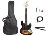 Gjazz Electric 5 String Bass Guitar Full Size Bag Strap Pick Connector 49632159