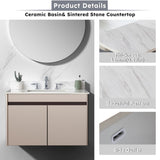 37 Inch Marble Vanity Top, White Vanity Top with Pre-drilled Faucet Holes, Bathroom Vanity Top with 95988698