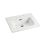 BB0924Y331, Integrated white ceramic basin with three predrilled faucet holes, drain assembly NOT W1865P163522