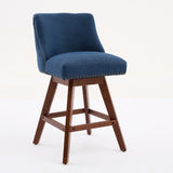 Counter Height Swivel Barstools, 26'' H Seat Height Upholstered Bar Stools Set of 2, Fabric in Blue W1143P237897