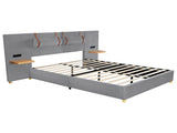 Queen Upholstered Platform Bed, Two Outlets and USB Charging Ports on Both Sides, Two Bedside WF324746AAE