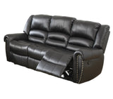 Plush Relax 1pc Manual Motion Sofa Only Black Color Bonded Leather 3-Seat Couch Armrest Cushion B011P205577