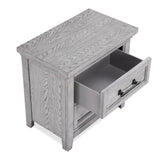 Light Gray Finish 1pc Two Drawers Nightstand Wooden Bedroom Furniture Metal Pull Furniture B011P228540