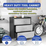 ZUN Heavy-Duty Metal Storage Cabinet with Wheels - 3 Drawer Tool Cabinet for Garage, Office, and Home T2398P222835