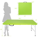 ZUN 4ft Green Portable Folding Table Indoor&Outdoor Maximum Weight 135KG Foldable Table for Camping 73047436