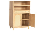 Natural wood color, particleboard with melamine veneer and rattan finish, 60*30*120cm, 1 drawer, 2 14521833