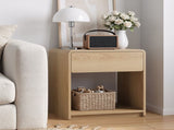 Mid-century modern bedside set, 2 pieces, with storage drawers and open shelves, bedroom side W1706P465308