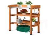 Outdoor Garden Potting Bench Table, Wooden Horticulture Planting Worstation with Metal Tabletop, 2 57354532