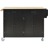 Kitchen Island Cart with Solid Wood Top and Locking Wheels,54.3 Inch Width,4 Door Cabinet and Two 59372861
