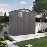 6X4 FT Metal Outdoor Storage Shed, Tool Shed with Pitched Roof Watertight with Positive Window and W3213P309350