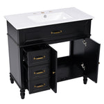 ZUN 36" Bathroom Vanity with Sink, Black Bathroom Cabinet with Drawers, Solid Frame and MDF Board, One N725P195410B