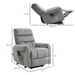 ZUN Grey Velvet Recliner Chair,Power Lift Chair with Vibration Massage, Remote Control 11353341