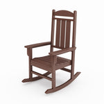 ZUN Pecan Traditional Porch Rocker – Classic HDPE Poly Lumber for Porch, Patio, and Garden Comfort B195P198776