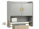 Gray Wall Mounted Bathroom Storage Cabinet Towel Rack & Side Hook, Over Toilet Medicine Cabinet 59407293