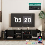 TV Stand with 16 Color LEDs,68" Modern Stand, Cabinet Entertainment Center for 55 60 65 Inch W1321P309470