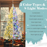 6FT Snow Flocked Christmas, Pre-Lit Set with & Garland & Wreath, Artificial Hinged Xmas 94870268