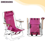 ZUN Folding Beach Chair, 4 Position Portable Backpack Foldable Camping Chair with Headrest Cup Holder 95078194