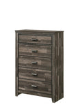 1pc Rustic Contemporary Brown Finish Five Storage Drawers Wooden Bedroom Furniture B011P230845