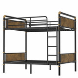 Twin XL over Twin XL Metal Bunk Bed, Industrial Detachable Bunkbeds with Safety Guard Rails for W2580P285206