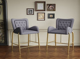 28.75inch Counter Height Bar Stools Set of 2, Bar Height Arm Chairs, Velvet Fabric Stools with N762P199823E