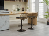 ZUN Set of 2 Rattan Bar Stool, 360 Swivel Bar Chair, Counter Height Chair with Footrest for Kitchen, W1752P195270